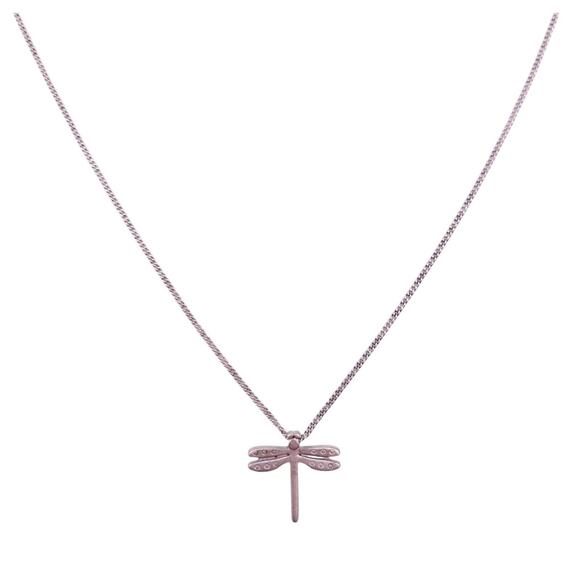 Splendid Iris Silvertone Dragonfly Pendant on Curb Chain Necklace 17.5" NWT - Picture 2 of 3